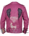 Nicolas Cage Pink Biker Leather Jacket back