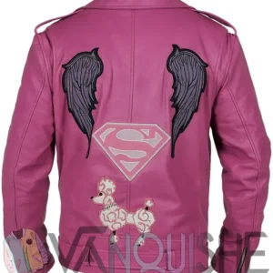 Nicolas Cage Pink Biker Leather Jacket back