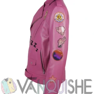 Nicolas Cage Pink Biker Leather Jacket left