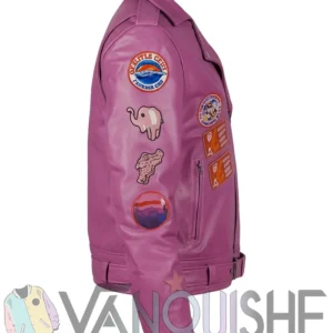 Nicolas Cage Pink Biker Leather Jacket right
