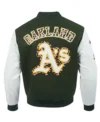 Oakland Athletics Animal Print Green and White Varsity Jacket