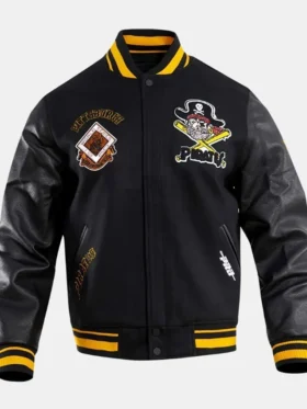 Pittsburgh Pirates Retro Classic Rib Black Varsity Jacket Back
