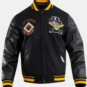 Pittsburgh Pirates Retro Classic Rib Black Varsity Jacket Back