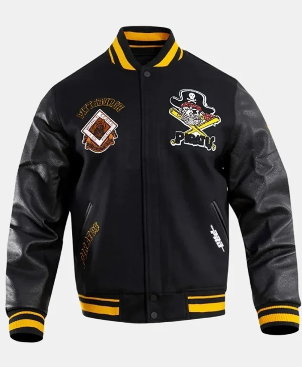 Pittsburgh Pirates Retro Classic Rib Black Varsity Jacket Back