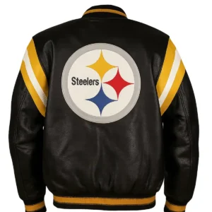 Pittsburgh Steelers Leather Bomber Jacket Back