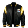Pittsburgh Steelers Leather Bomber Jacket Front