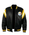 Pittsburgh Steelers Leather Bomber Jacket Front