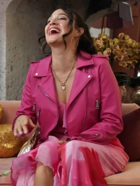 Platonic S01 Gupse Özay Pink Leather Jacket Front