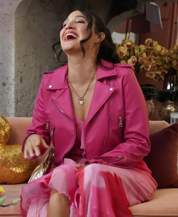 Platonic S01 Gupse Özay Pink Leather Jacket Front