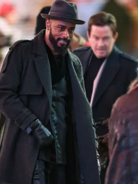 Play Dirty LaKeith Stanfield Black Wool Coat Back