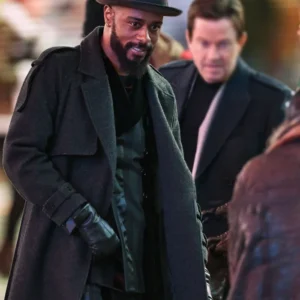 Play Dirty LaKeith Stanfield Black Wool Coat Back