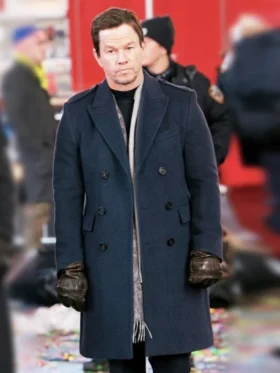 Play Dirty Mark Wahlberg Blue Wool Coat Side