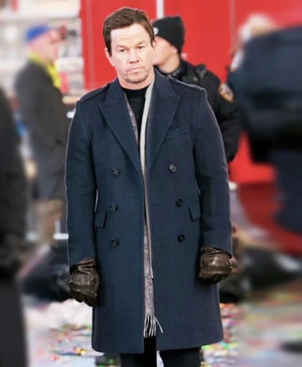 Play Dirty Mark Wahlberg Blue Wool Coat Side