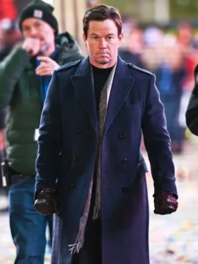 Play Dirty Mark Wahlberg Blue Wool Coat
