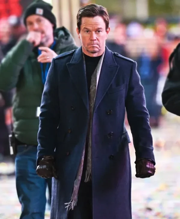 Play Dirty Mark Wahlberg Blue Wool Coat