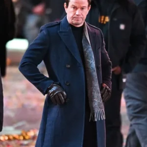 Play Dirty Mark Wahlberg Blue Wool Coat Front