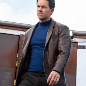 Play Dirty Mark Wahlberg Brown Leather Blazer Side