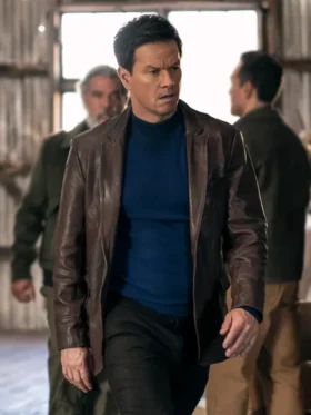 Play Dirty Mark Wahlberg Brown Leather Blazer
