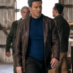 Play Dirty Mark Wahlberg Brown Leather Blazer