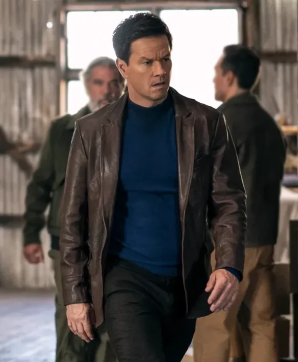 Play Dirty Mark Wahlberg Brown Leather Blazer
