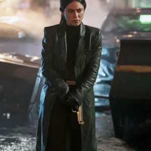 Play Dirty Rosa Salazar Leather Coat Side