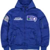 Seattle Seahawks Blue Hooded Bomber Jacket Back