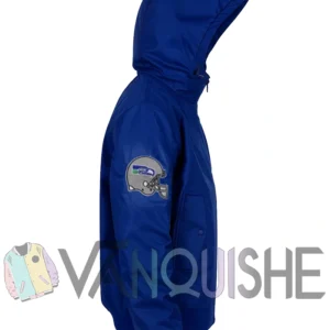 Seattle Seahawks Blue Hooded Bomber Jacket left