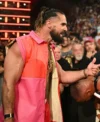 Seth Rollins WWE Raw 2025 Pink Leather Vest Front
