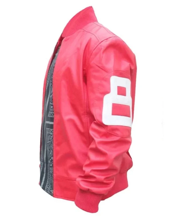 Shop 8 Ball Pink Leather Zip-up Bomber Jacket