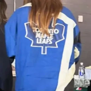 Shop Hailey Bieber Toronto Maple Leafs Blue Jacket
