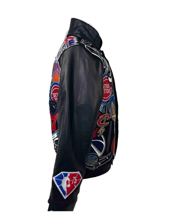Shop Mega Patchwork Wool Leather Black Jacket
