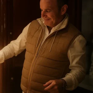 Shop Zero Day S01 Clark Gregg Brown Puffer Vest Front