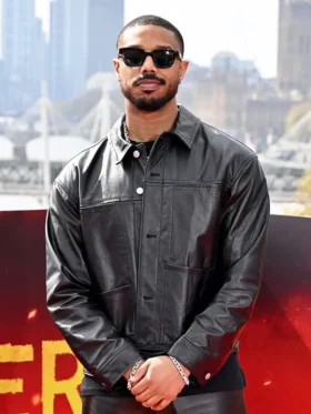 Sinners Michael B. Jordan Black Leather Jacket Side