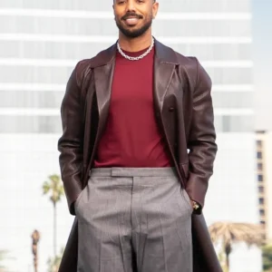 Sinners Michael B. Jordan Brown Leather Coat Front