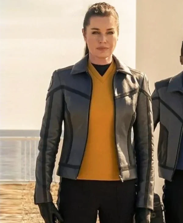 Star Trek Strange New Worlds Grey and Black Leather Jacket