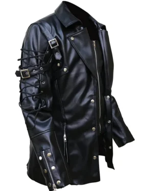 Steampunk Punk Rave Poison Gothic Black Leather Coat Back