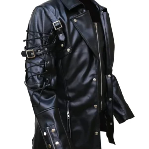 Steampunk Punk Rave Poison Gothic Black Leather Coat Back