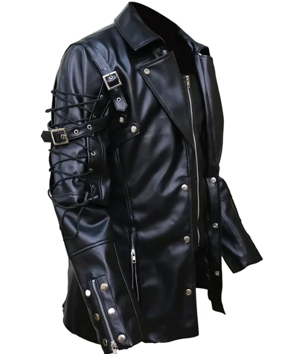 Steampunk Punk Rave Poison Gothic Black Leather Coat Back
