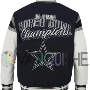 Super Bowl 5x Champions Dallas Cowboys Navy-White Jacket back