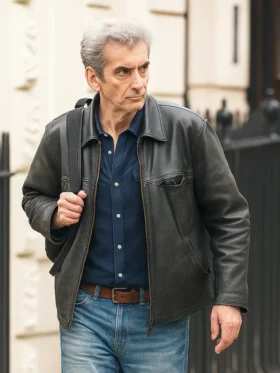 The Hack David Tennant Black Leather Jacket Side