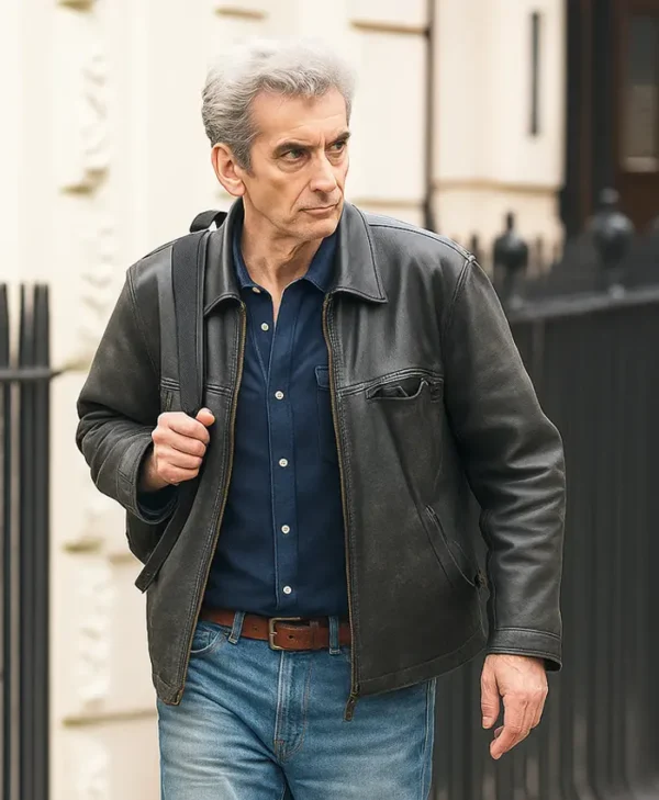 The Hack David Tennant Black Leather Jacket Side