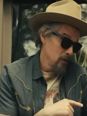 The Lowdown Ethan Hawke Blue Cotton Shirt Front