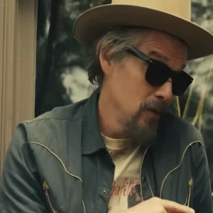 The Lowdown Ethan Hawke Blue Cotton Shirt Front