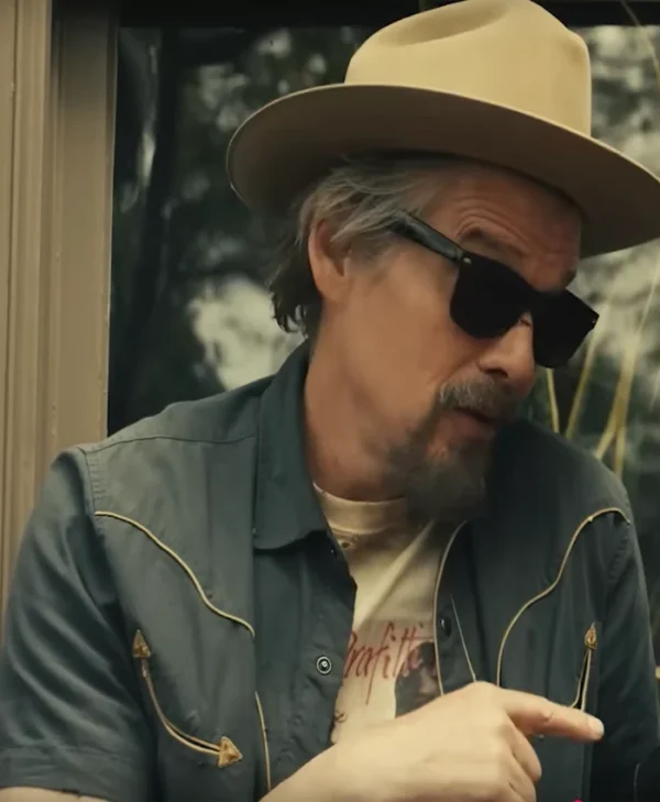 The Lowdown Ethan Hawke Blue Cotton Shirt Front