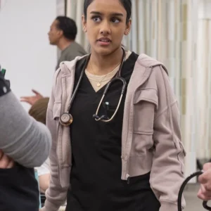 The Pitt S01 Dr. Victoria Javadi Hooded Jacket Side