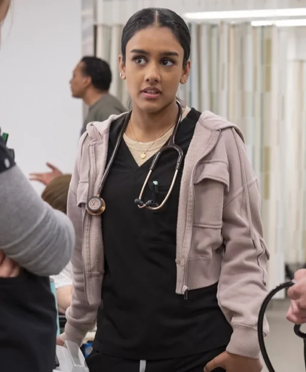 The Pitt S01 Dr. Victoria Javadi Hooded Jacket Side