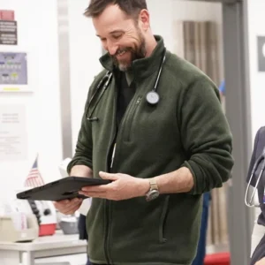 The Pitt S02 Noah Wyle Green Jacket Side