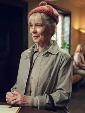 The Thursday Murder Club Celia Imrie Grey Jacket Back