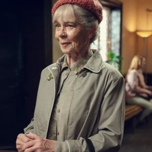 The Thursday Murder Club Celia Imrie Grey Jacket Back