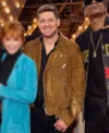 The Voice S28 Michael Buble Brown Suede Jacket Front